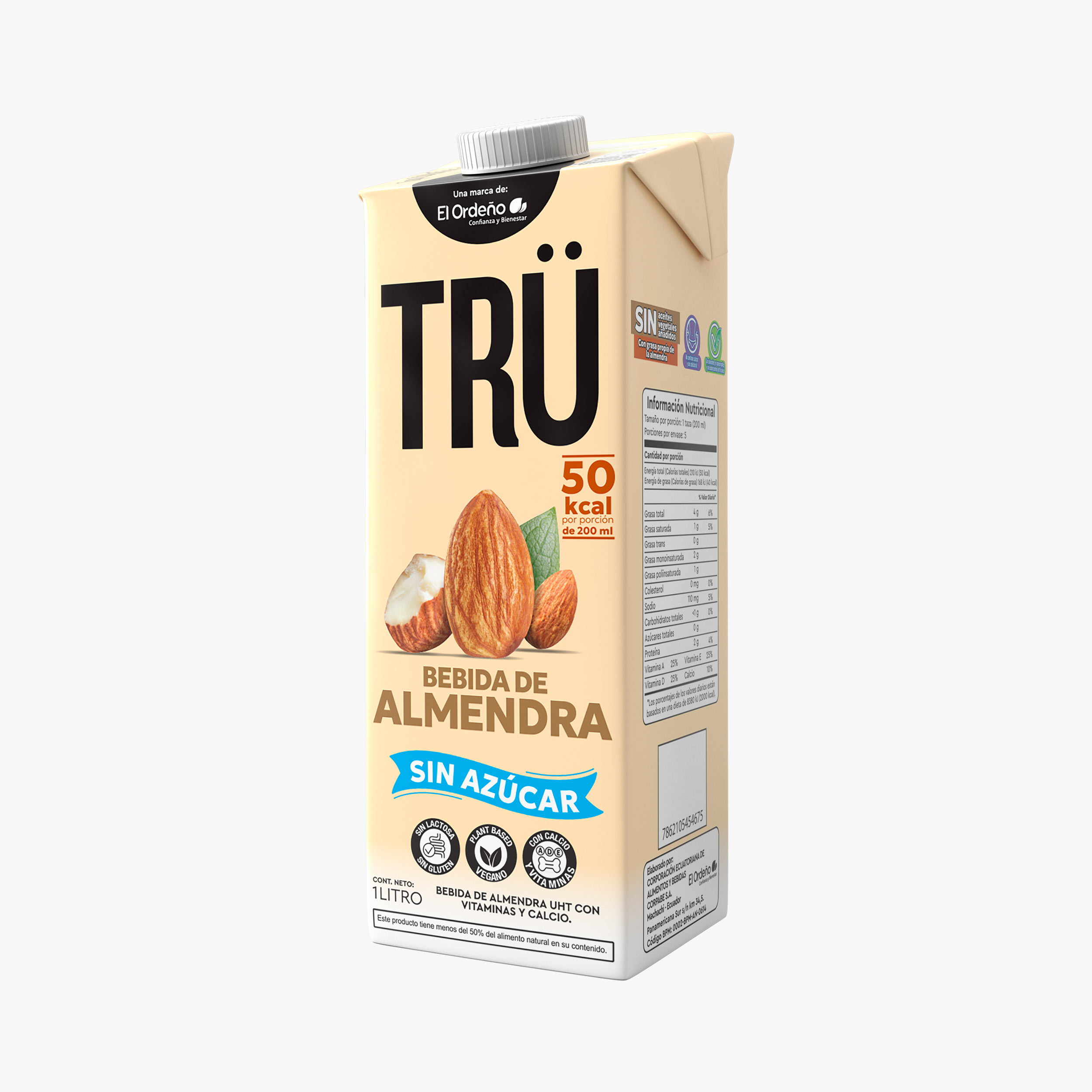 Trü Bebida de Almendra «sin Azúcar» El Ordeño 1L