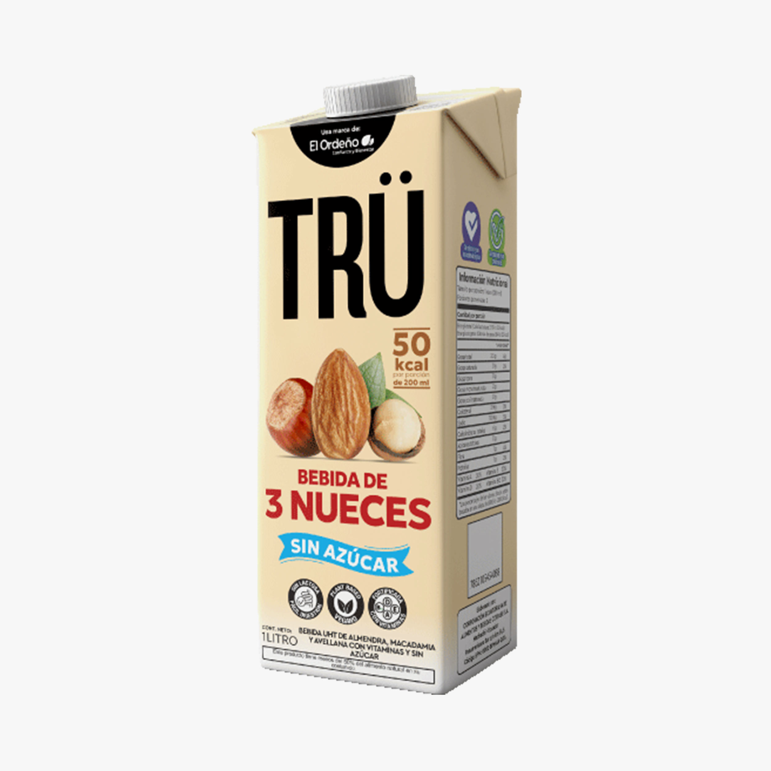 Trü Bebida de 3 Nueces «sin Azucar» El Ordeño 1 L